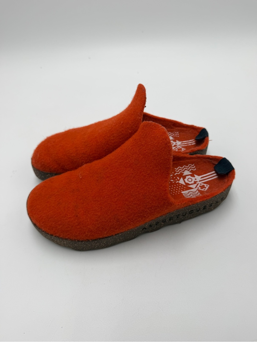 Asportuguesas Women Chunky Rubber Cork Sole Slip On Slippers Orange Sz 7.5